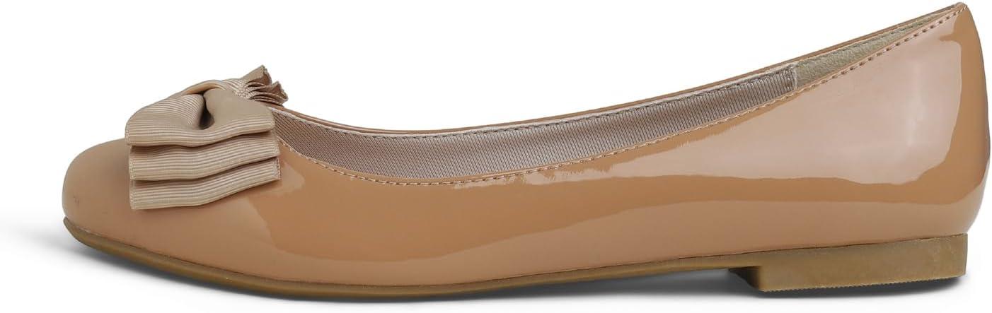 image:imageFeversole Womens Fashion Bow Round Toe Ballet FlatBallerine Bout Rond Mode nud Papillon FemmeBeige Fonc Arc