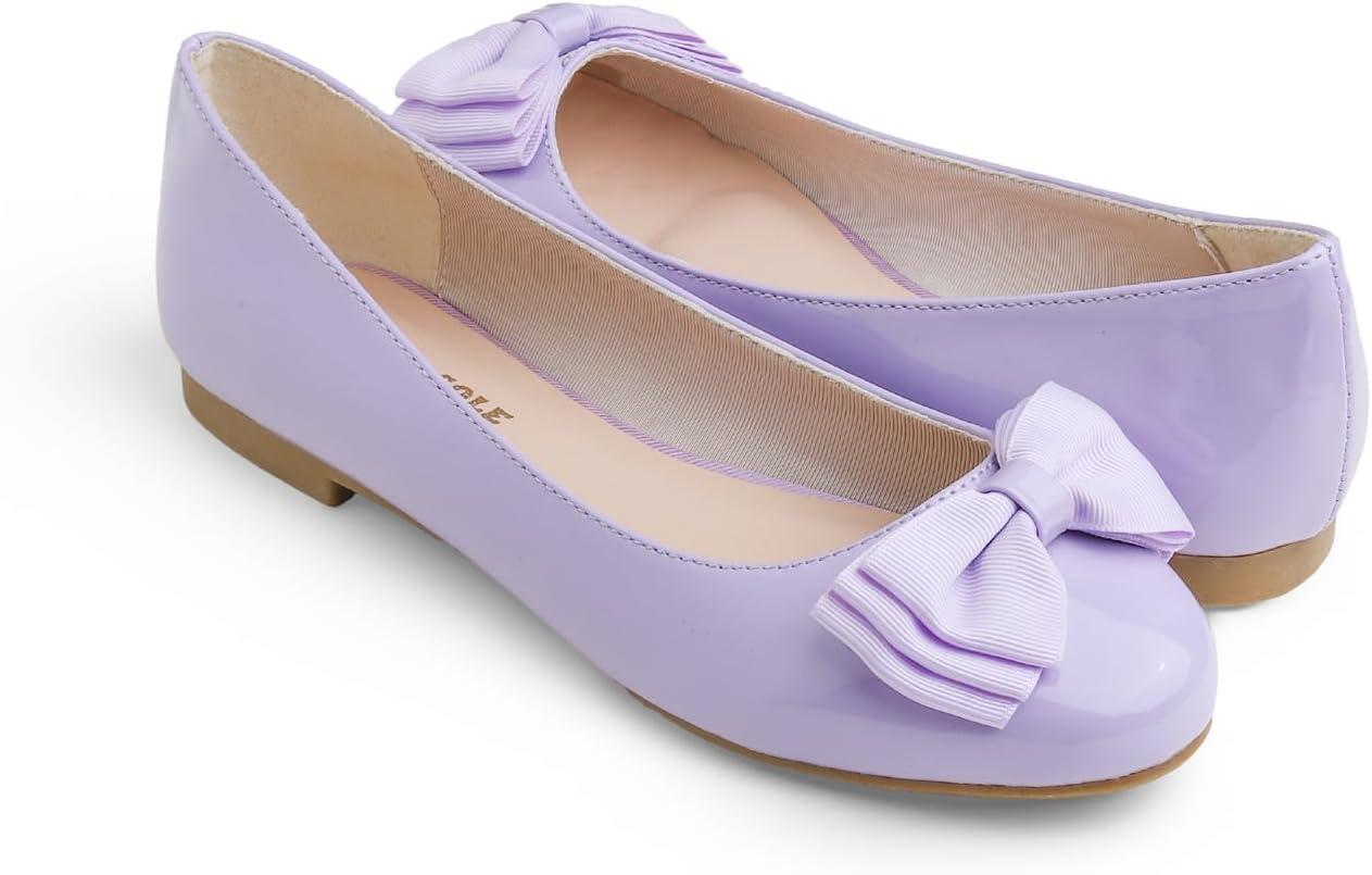 image:imageFeversole Womens Fashion Bow Round Toe Ballet FlatBallerine Bout Rond Mode nud Papillon FemmeLilas Arc