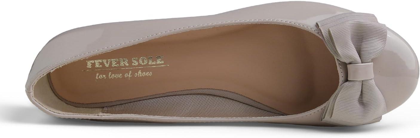 image:imageFeversole Womens Fashion Bow Round Toe Ballet FlatBallerine Bout Rond Mode nud Papillon FemmeTh au Lait Arc