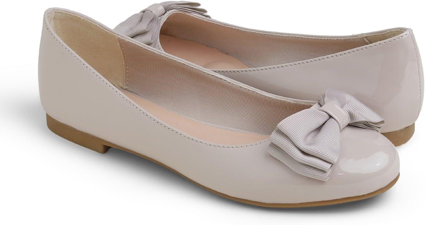 image:imageFeversole Womens Fashion Bow Round Toe Ballet FlatBallerine Bout Rond Mode nud Papillon FemmeTh au Lait Arc
