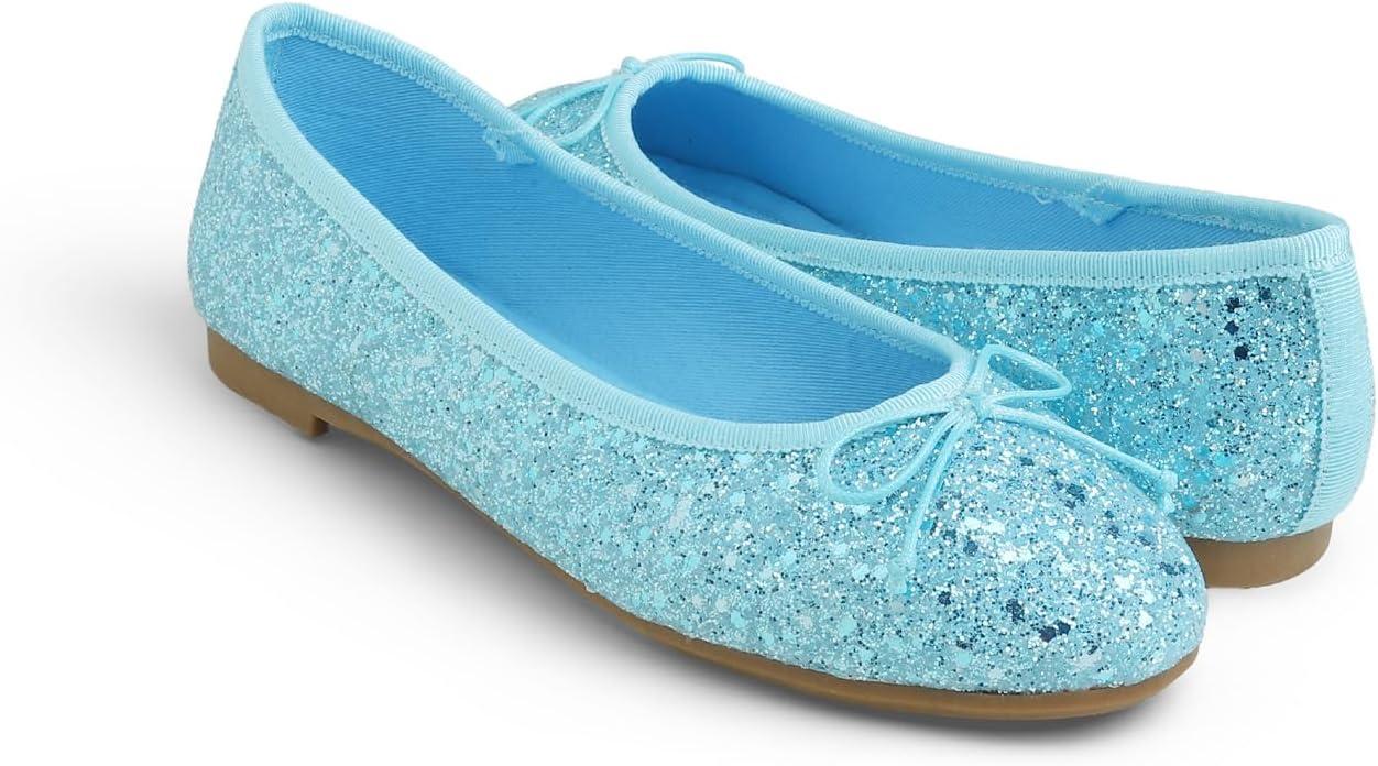 image:imageFeversole Womens Memory Foam Cushion Glitter Ballet FlatMmoire Coussin en Mousse de Femmes Ballerine de Tige Brillante PlatBleu Scintillant