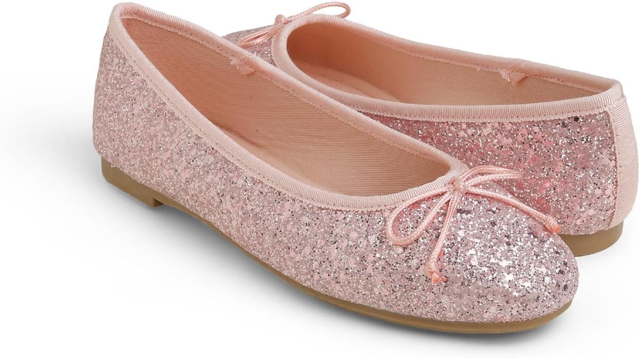 image:imageFeversole Womens Memory Foam Cushion Glitter Ballet FlatMmoire Coussin en Mousse de Femmes Ballerine de Tige Brillante PlatRose Clair Scintillant