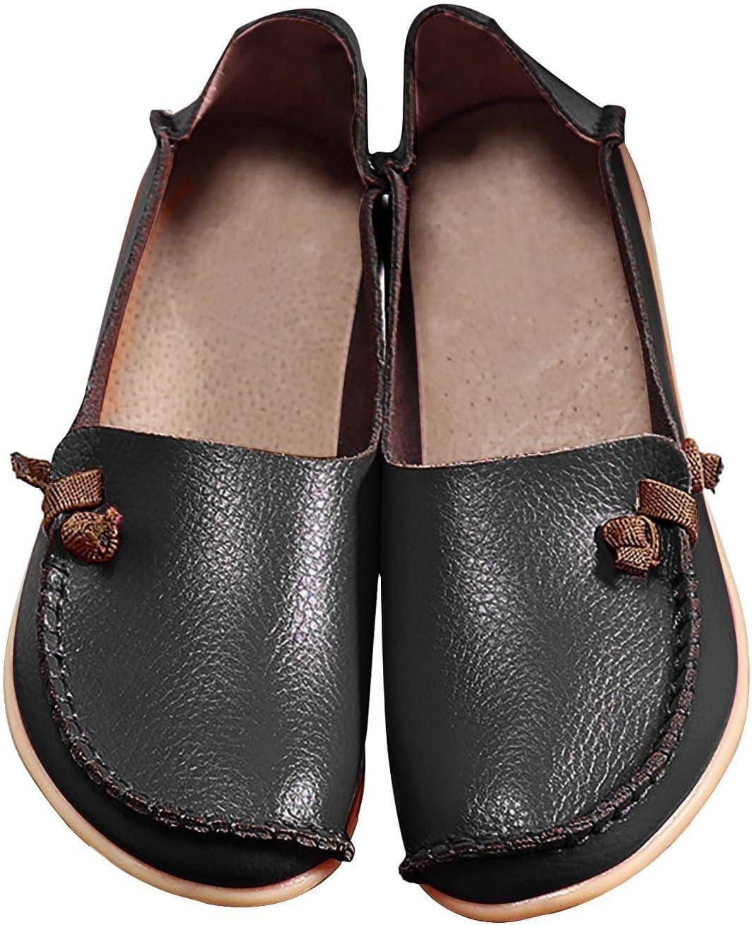 image:imageMocassins en cuir confortables et dcontracts bout rond pour femme Mocassins plats doux et confortables Chaussures plates enfiler Chaussures plates lastiques tige basseNoir