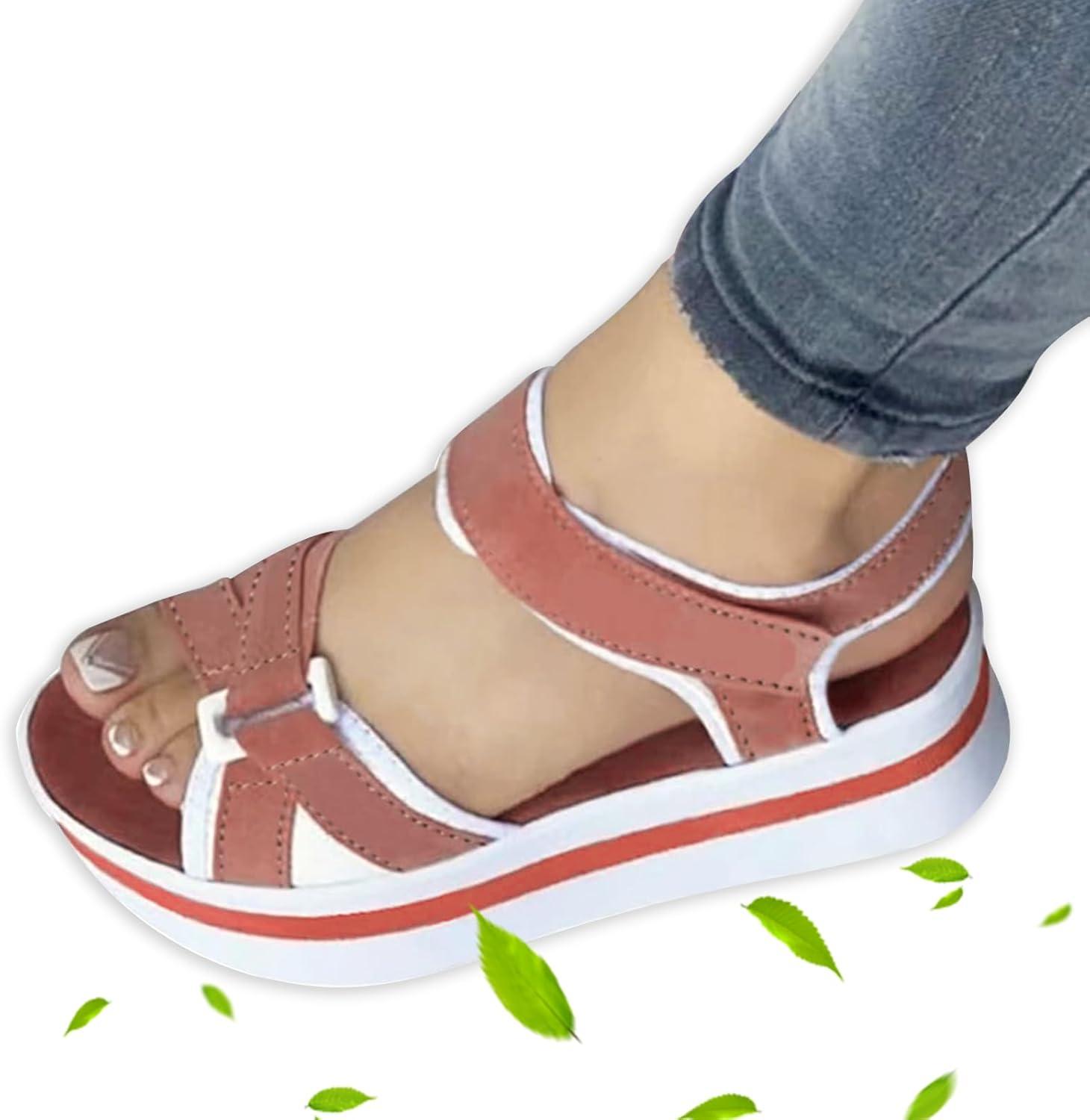 image:imageSandales plates pour femmesSandales de marche dcontractes plateforme pour femmes Sandales de plage rglables semelle paisse et plate pour le shopping le campingRose