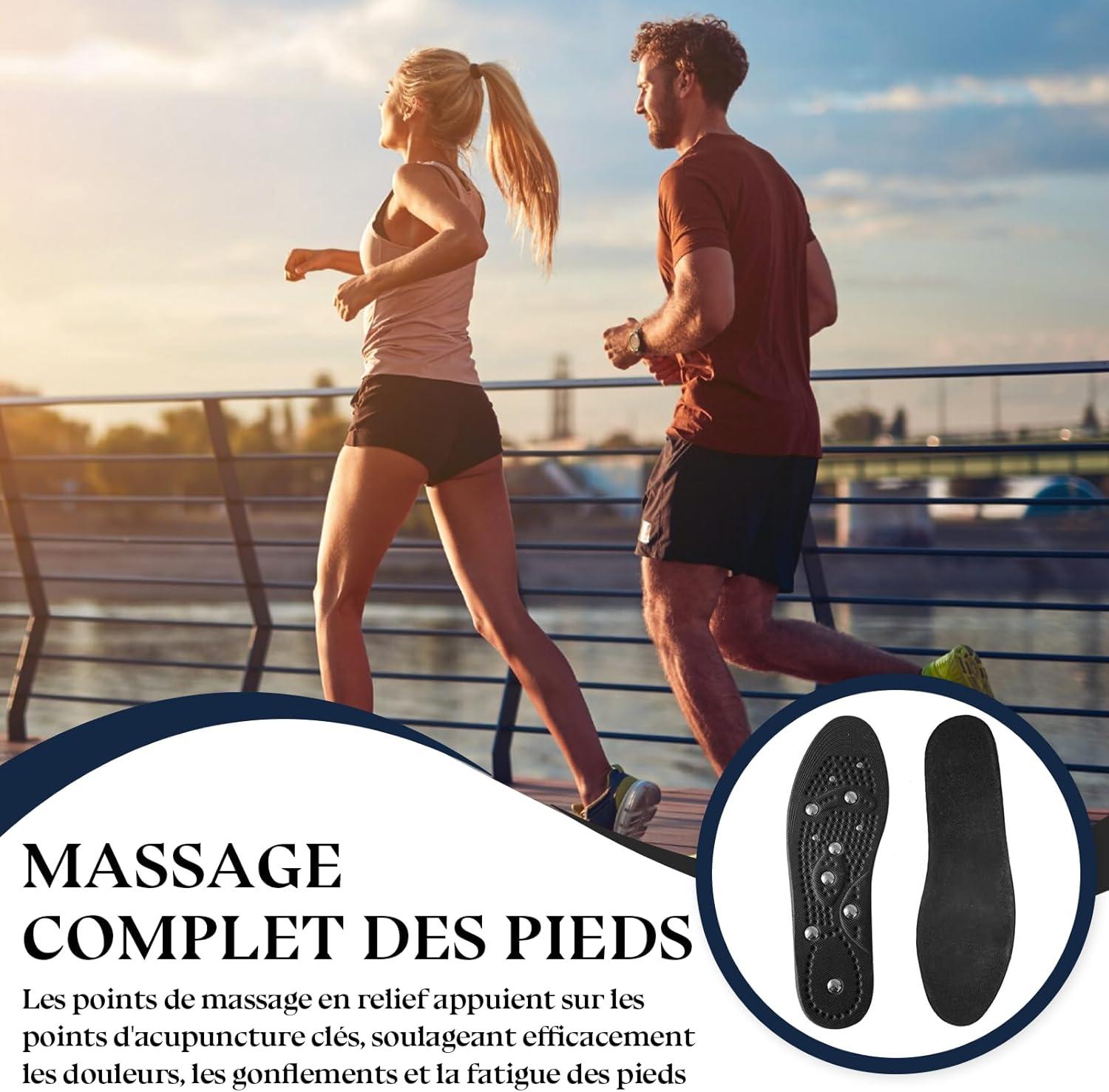 image:imageZYNERY Semelles Orthopdiques Magntiques Acupression Semelle Confort Pieds Plats et Aponvrosite Plantaire Dcoupable pour Chaussures Femme Homme Bleu 3540Noir