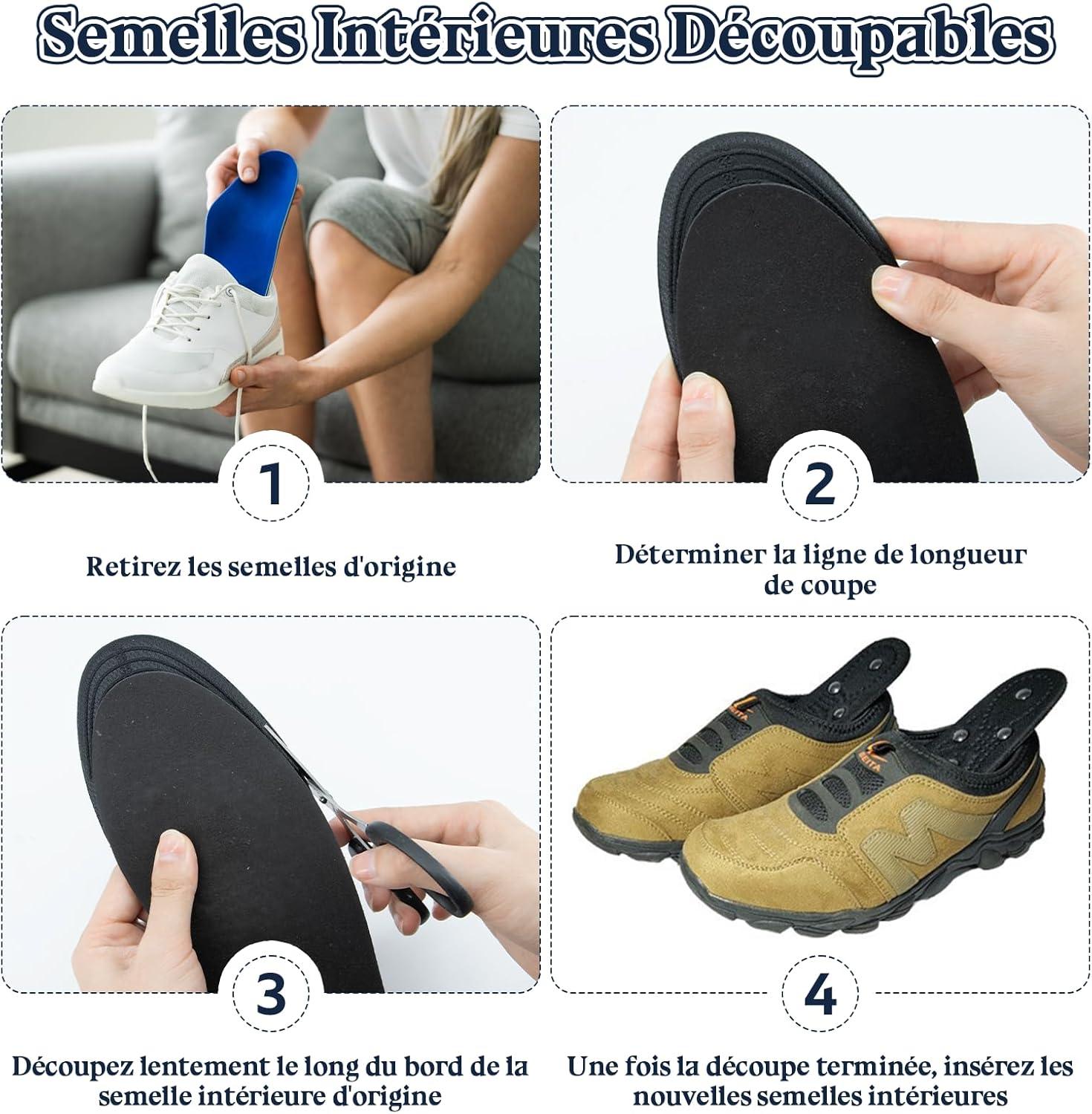 image:imageZYNERY Semelles Orthopdiques Magntiques Acupression Semelle Confort Pieds Plats et Aponvrosite Plantaire Dcoupable pour Chaussures Femme Homme Bleu 3540Noir
