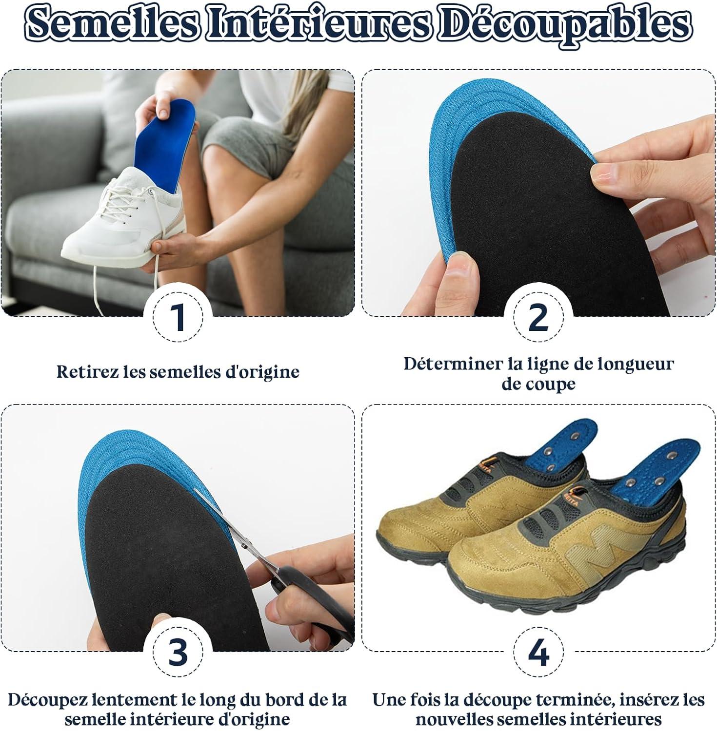 image:imageZYNERY Semelles Orthopdiques Magntiques Acupression Semelle Confort Pieds Plats et Aponvrosite Plantaire Dcoupable pour Chaussures Femme Homme Bleu 3540Bleu