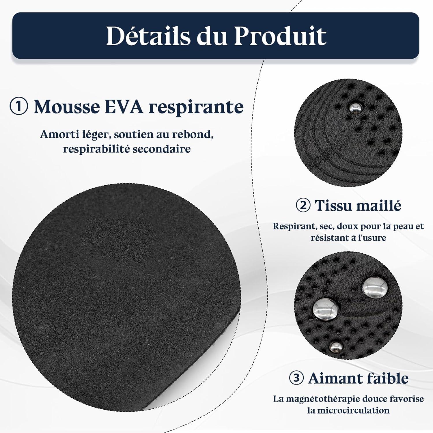 image:imageZYNERY Semelles Orthopdiques Magntiques Acupression Semelle Confort Pieds Plats et Aponvrosite Plantaire Dcoupable pour Chaussures Femme Homme Bleu 3540Noir