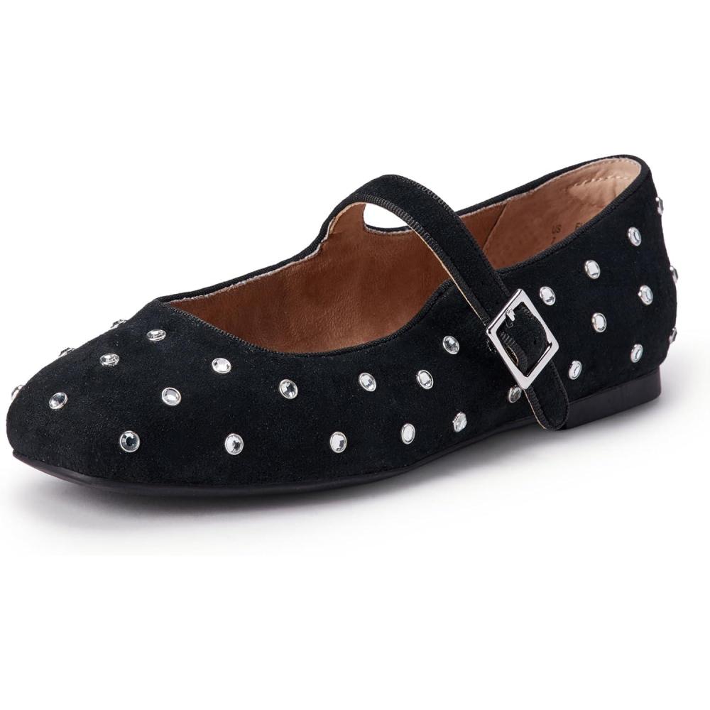 image:imageAmazon Essentials Femme Chaussures de Danse Plates pour Le Ballet Mary JaneSudine Noire Cristaux
