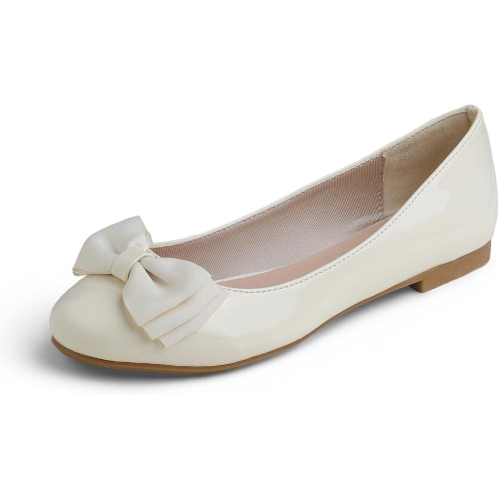 image:imageFeversole Womens Fashion Bow Round Toe Ballet FlatBallerine Bout Rond Mode nud Papillon FemmeBeige Arc