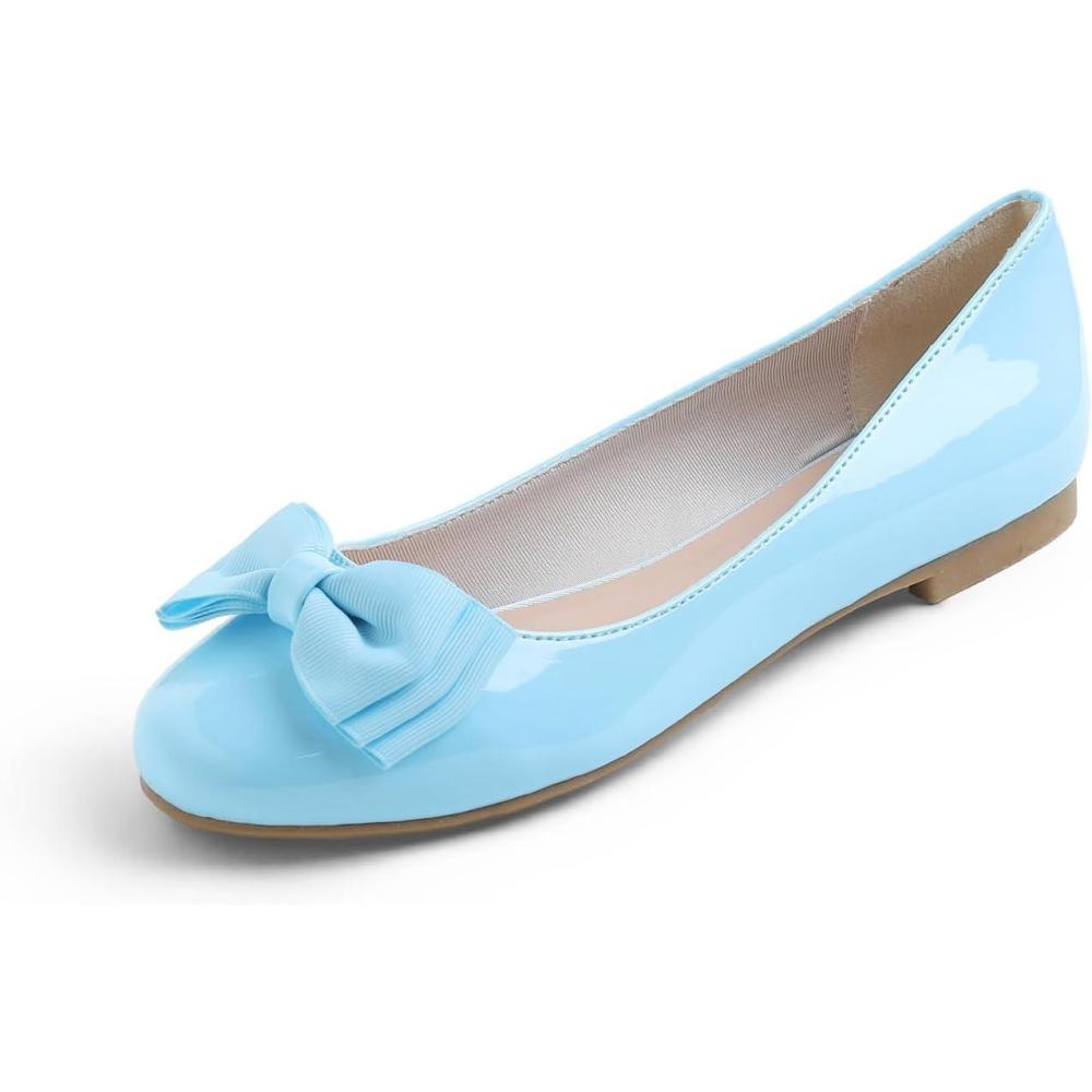 image:imageFeversole Womens Fashion Bow Round Toe Ballet FlatBallerine Bout Rond Mode nud Papillon FemmeBleu Ciel Arc