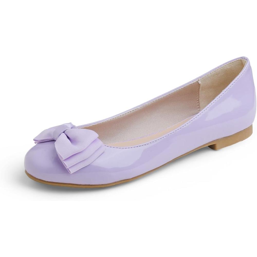 image:imageFeversole Womens Fashion Bow Round Toe Ballet FlatBallerine Bout Rond Mode nud Papillon FemmeLilas Arc