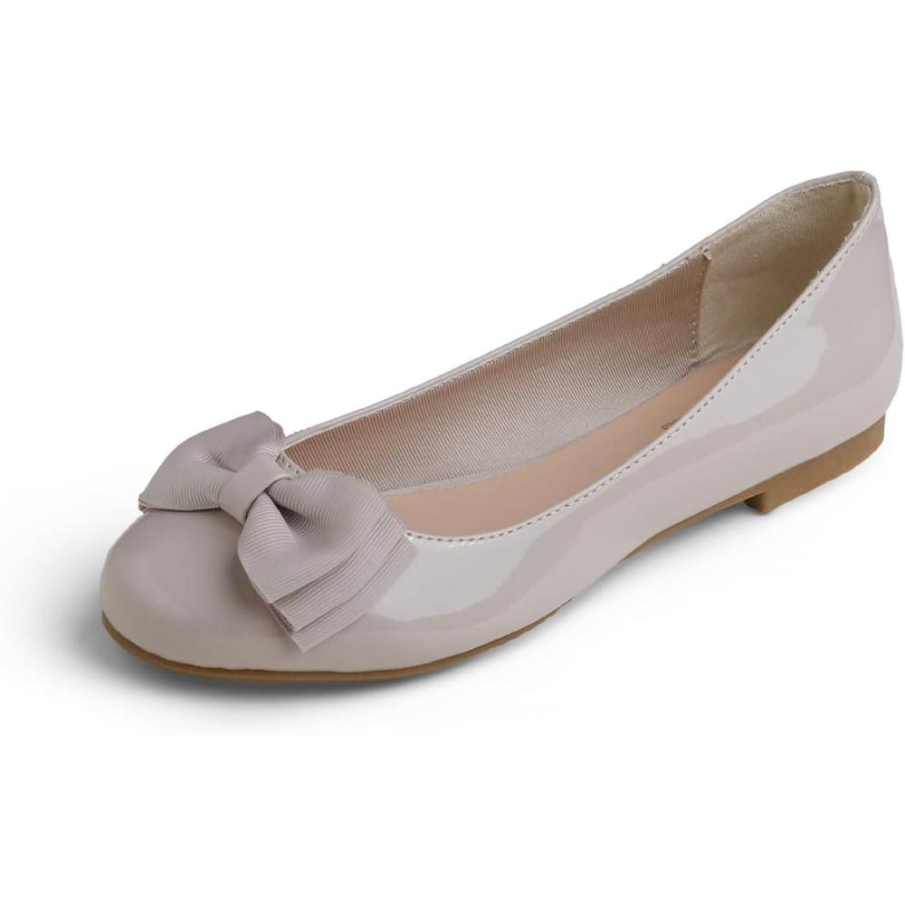 image:imageFeversole Womens Fashion Bow Round Toe Ballet FlatBallerine Bout Rond Mode nud Papillon FemmeTh au Lait Arc