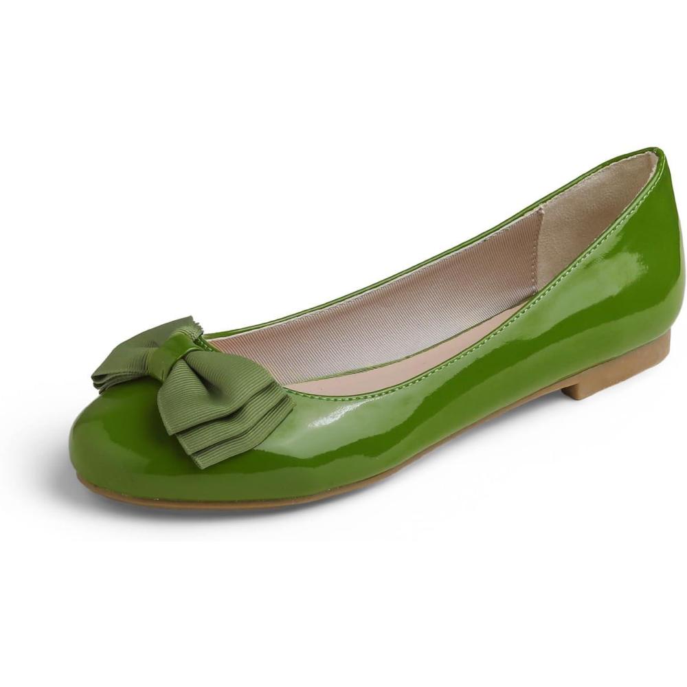 image:imageFeversole Womens Fashion Bow Round Toe Ballet FlatBallerine Bout Rond Mode nud Papillon Femmemeraude Arc