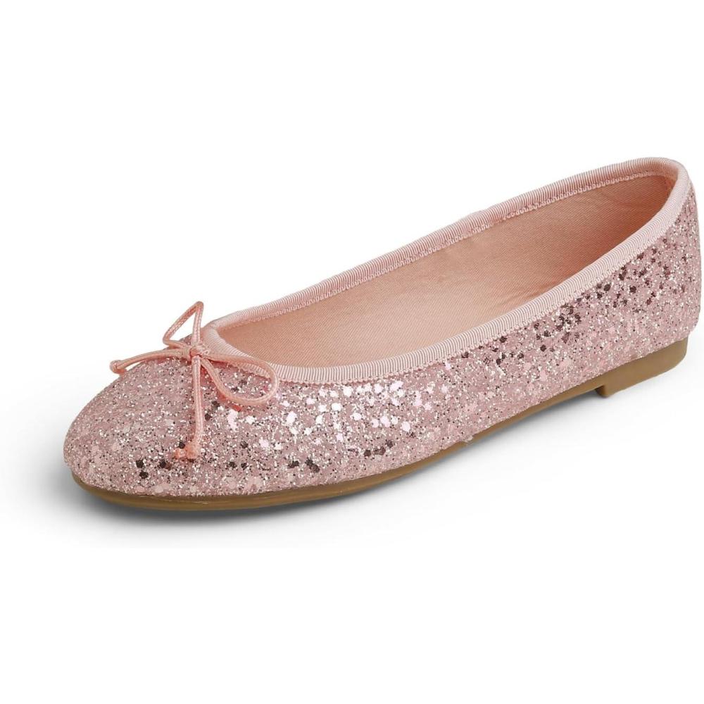 image:imageFeversole Womens Memory Foam Cushion Glitter Ballet FlatMmoire Coussin en Mousse de Femmes Ballerine de Tige Brillante PlatRose Clair Scintillant