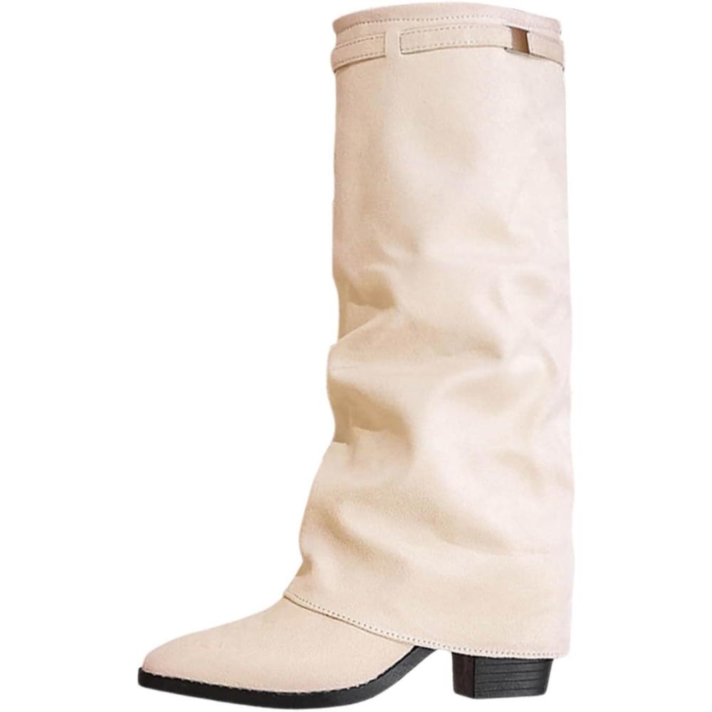 image:imageGnrique Bottes FemmeFemmes Bottes Cuissardes Mi Hautes En Sudine Bottines 2025 Pour Femme Mi Mollet Tendance Hautes Au Genou Elgantes Confortable Sexy Botte Mode Casual ChaussuresBlanc