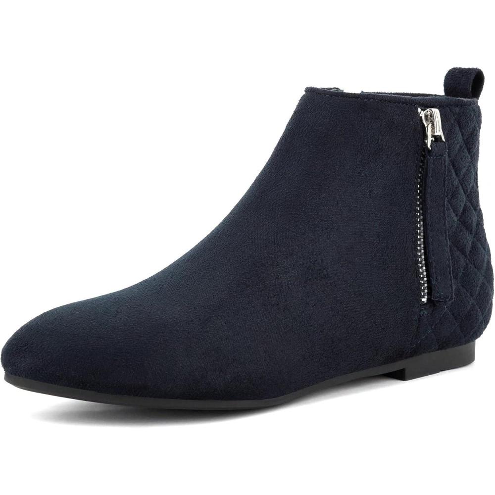 image:imageMaxMuxun Femmes Chaussures Bottes Plates Classique en Daim matelass avec Fermeture glissireBleu