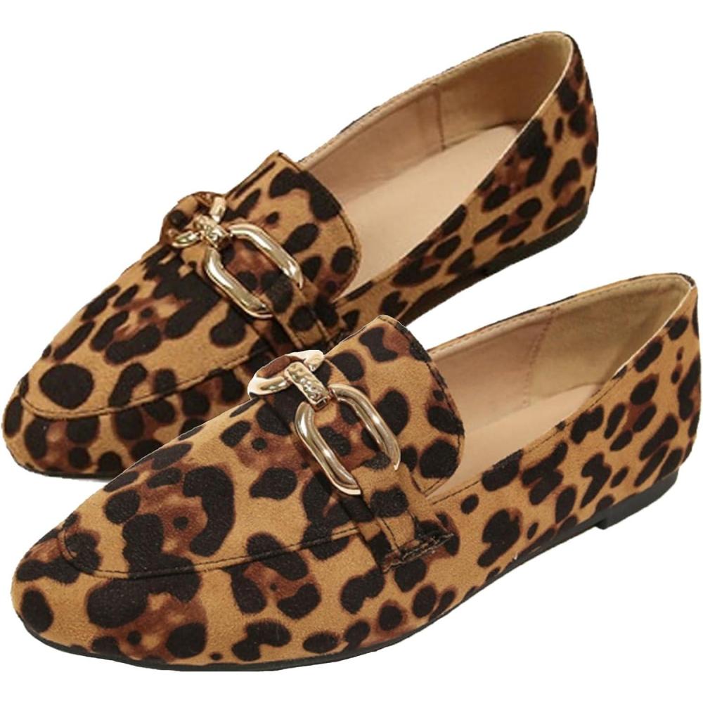 image:imageMocassins imprim lopard pour femme chaussures enfiler en daim imprim animal de qualit suprieure pour femmes confortable robe talons bas bureau mocassins platsMarron