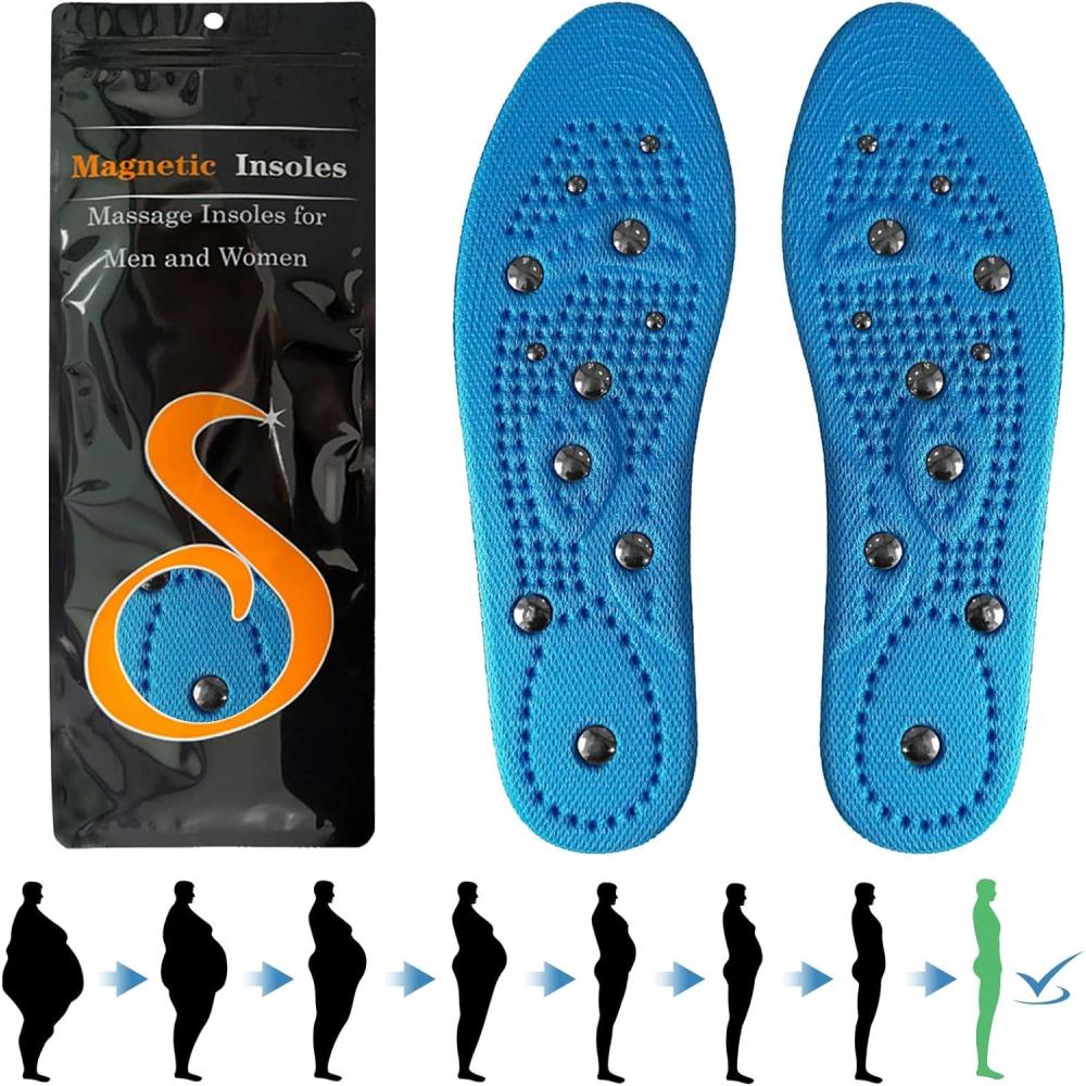 image:imageZYNERY Semelles Orthopdiques Magntiques Acupression Semelle Confort Pieds Plats et Aponvrosite Plantaire Dcoupable pour Chaussures Femme Homme Bleu 3540Bleu