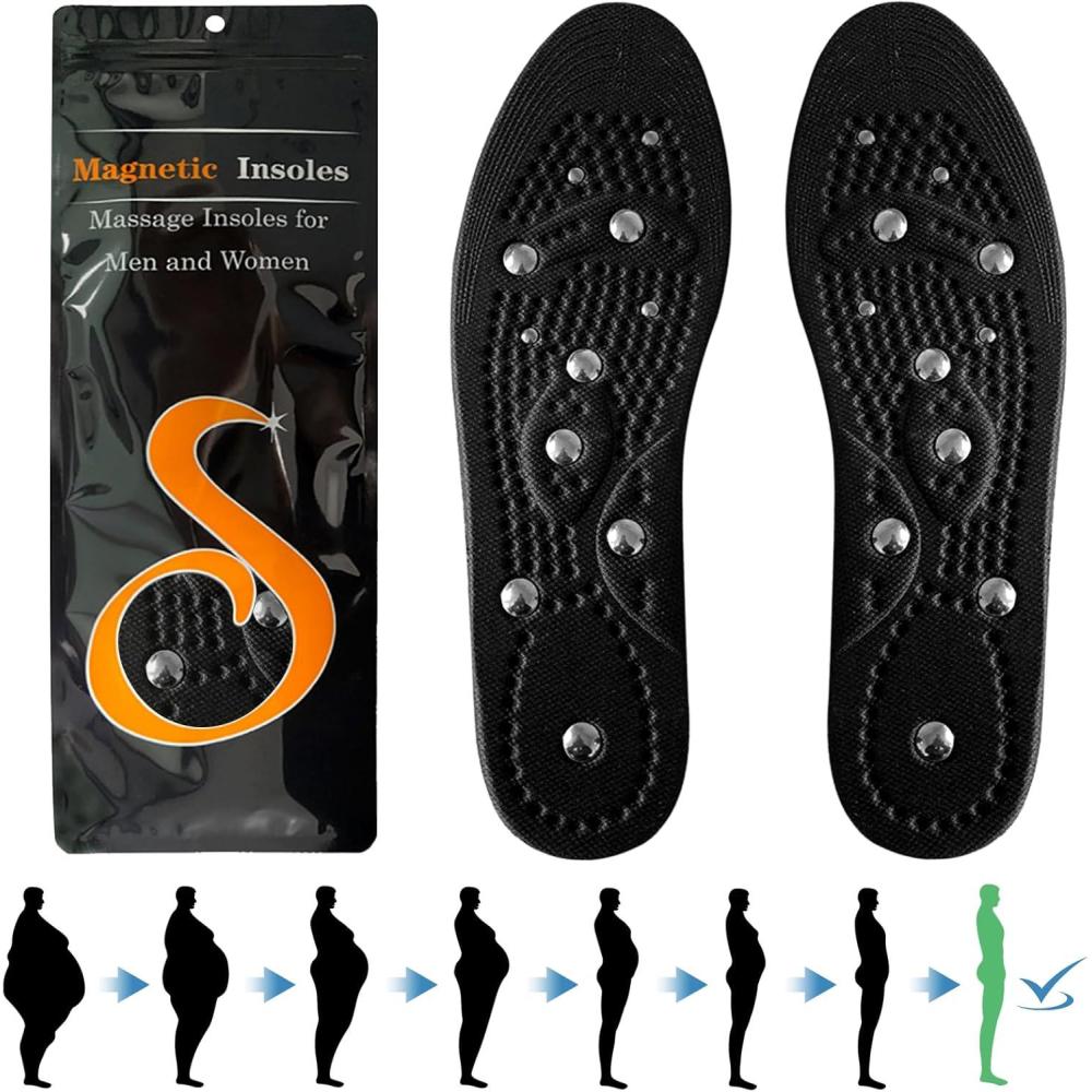 image:imageZYNERY Semelles Orthopdiques Magntiques Acupression Semelle Confort Pieds Plats et Aponvrosite Plantaire Dcoupable pour Chaussures Femme Homme Bleu 3540Noir