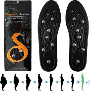 ZYNERY Semelles Orthopédiques Magnétiques Acupression, Semelle Confort Pieds Plats et Aponévrosite Plantaire, Découpable pour Chaussures Femme Homme (Bleu, 35-40)(Noir)