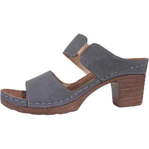 2026 Grandes sandales à talon épais pour femme – Couleur unie – Tendance(Gris)