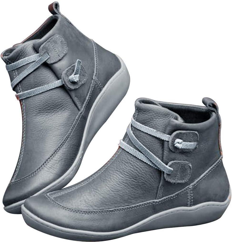 image:imageBottines pour femme Coupe large Style dcontract Confortables Antidrapantes lgantes Vintage Chaussures compenses basses Pour lextrieur le bureau lhiverGris