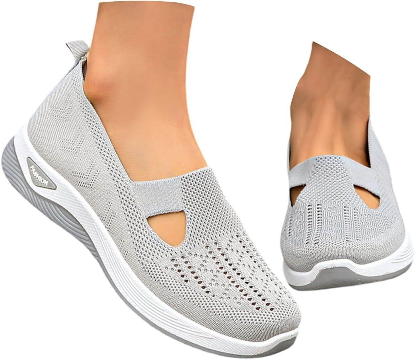 image:imageChaussures Orthopediques Femmes Ete Confortable Pieds Larges Sandales Baskets Chaussure Orthopedique Femme De Marche sans Lacets Basket Basquette Confort Chic Sneakers Legere01 Grey