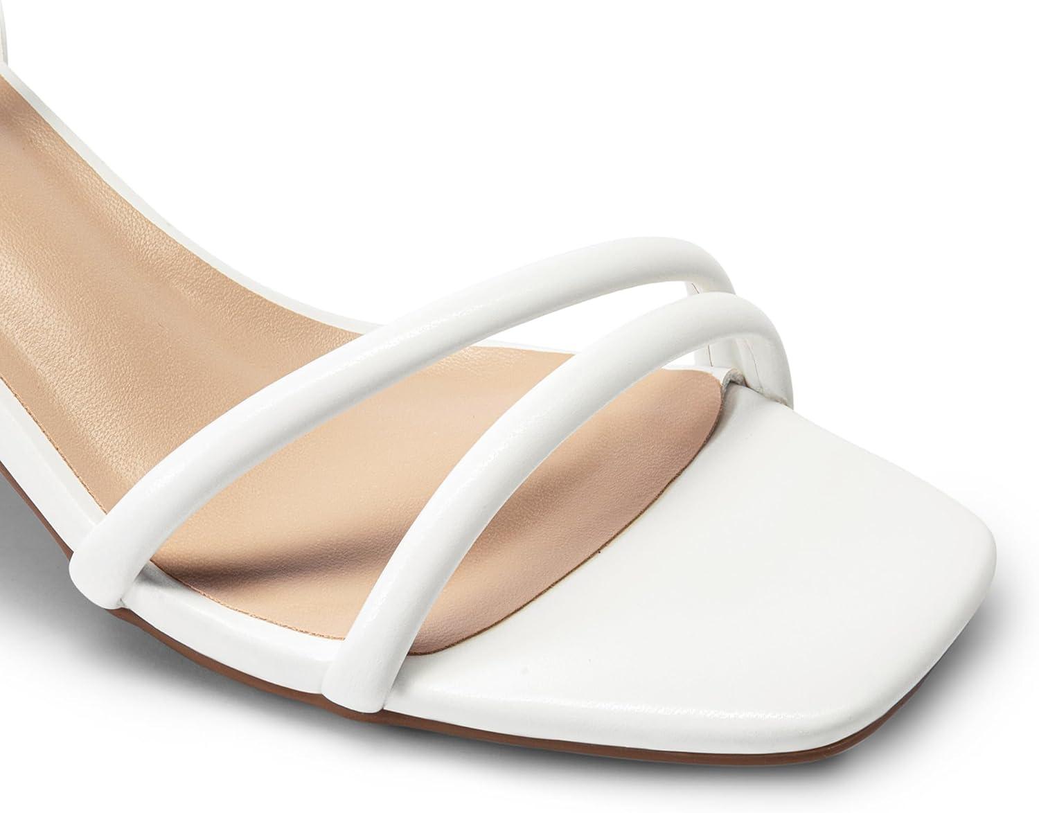 image:imageDREAM PAIRS Sandales talons bas bout ouvert avec boucle de cheville pour femmeBlanc Pu