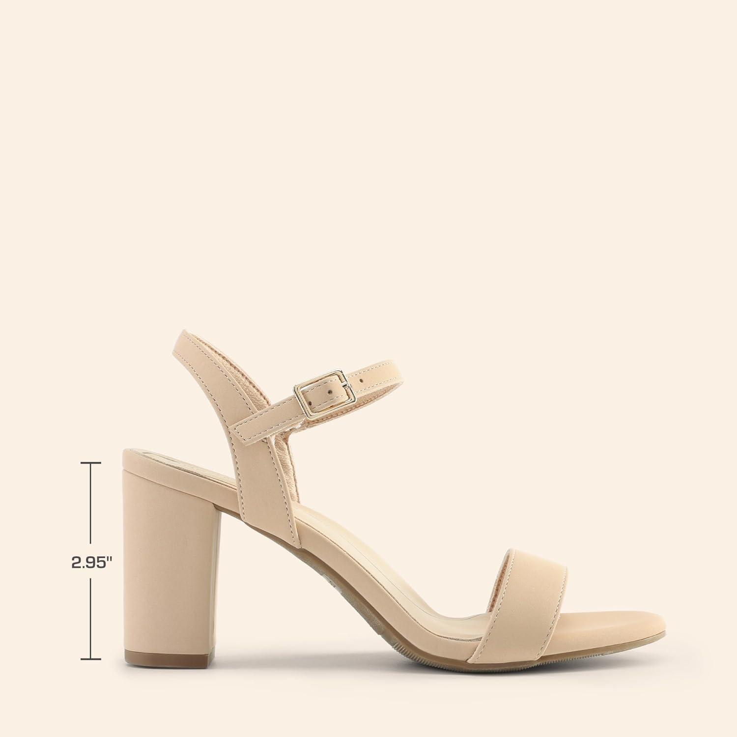 image:imageDREAM PAIRS Sandales talons pais pour femme Bout ouvert Sangle de cheville Tendance Pour fte de mariageNude