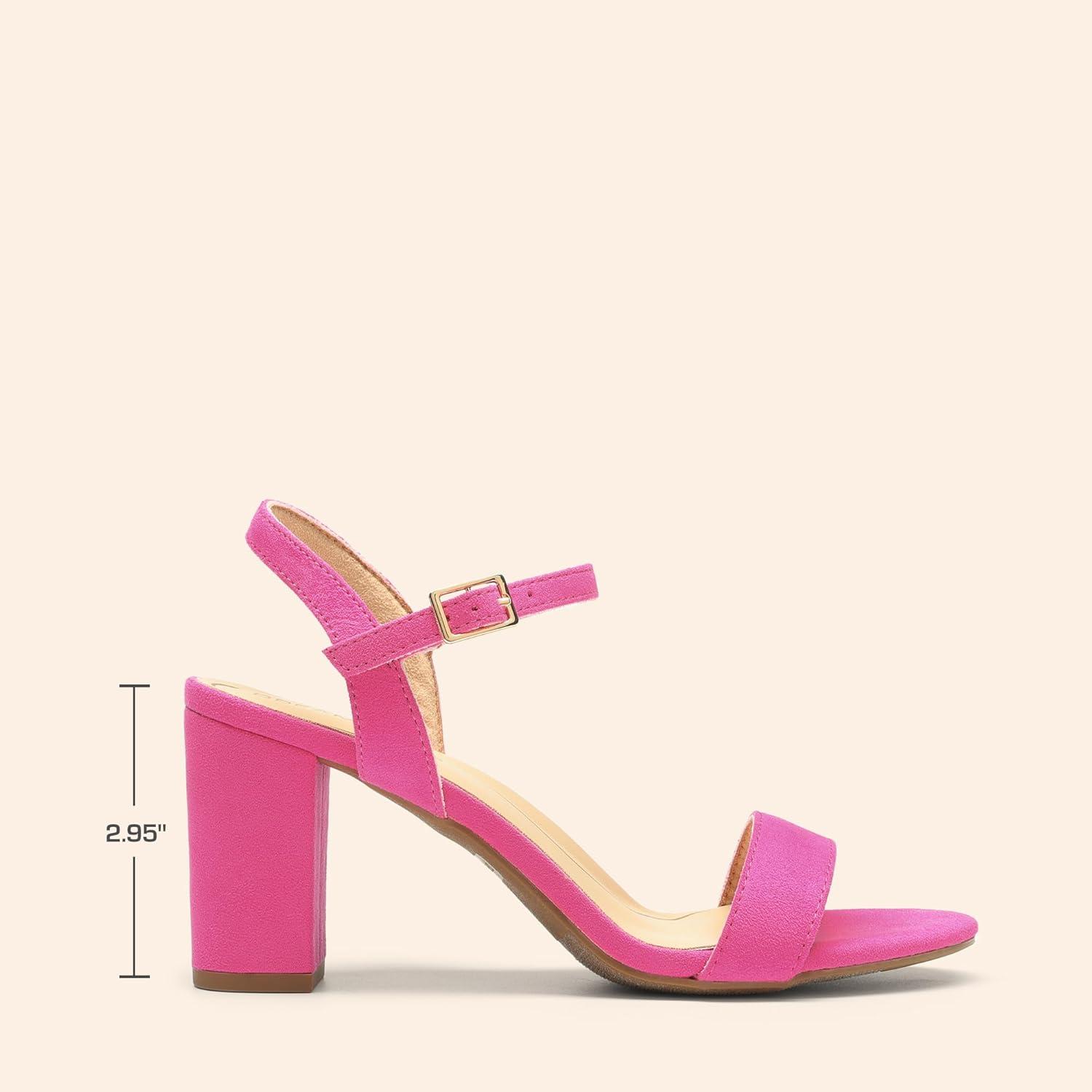 image:imageDREAM PAIRS Sandales talons pais pour femme Bout ouvert Sangle de cheville Tendance Pour fte de mariageRose Vif
