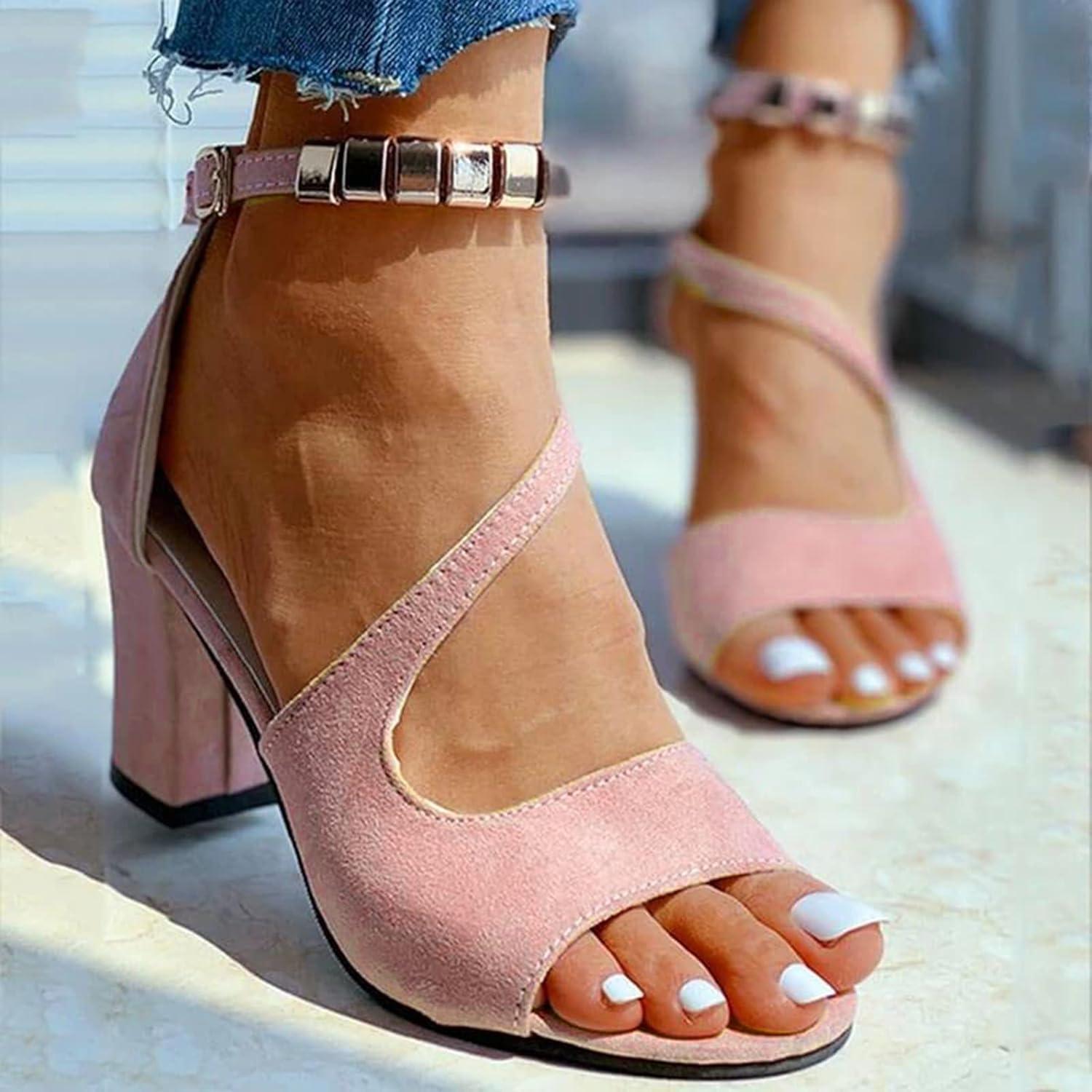 image:imageEscarpins ouverts pour femme Noir Sandales vertes avec lanires Chaussures dt respirantes et lgantes Dcontractes et confortables Sandales de randonne lgres Sandales dextrieurRose