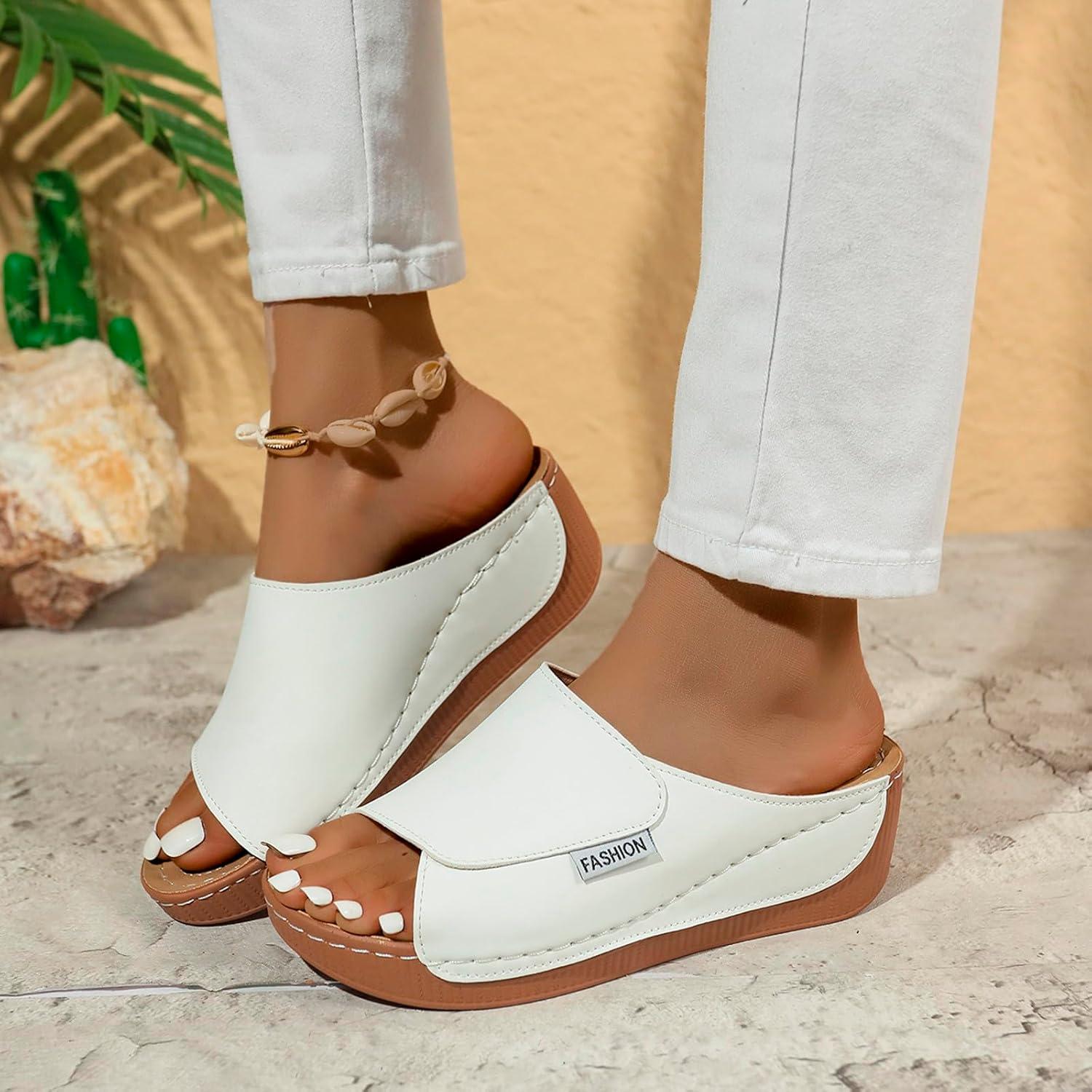 image:imageGenerisch Chaussures de marche pour femme 40 orteils ouverts Semelle paisse Sandales dcontractes et pantoufles avec talon pour femme lgantes blanc 38 Blanc 38 EU