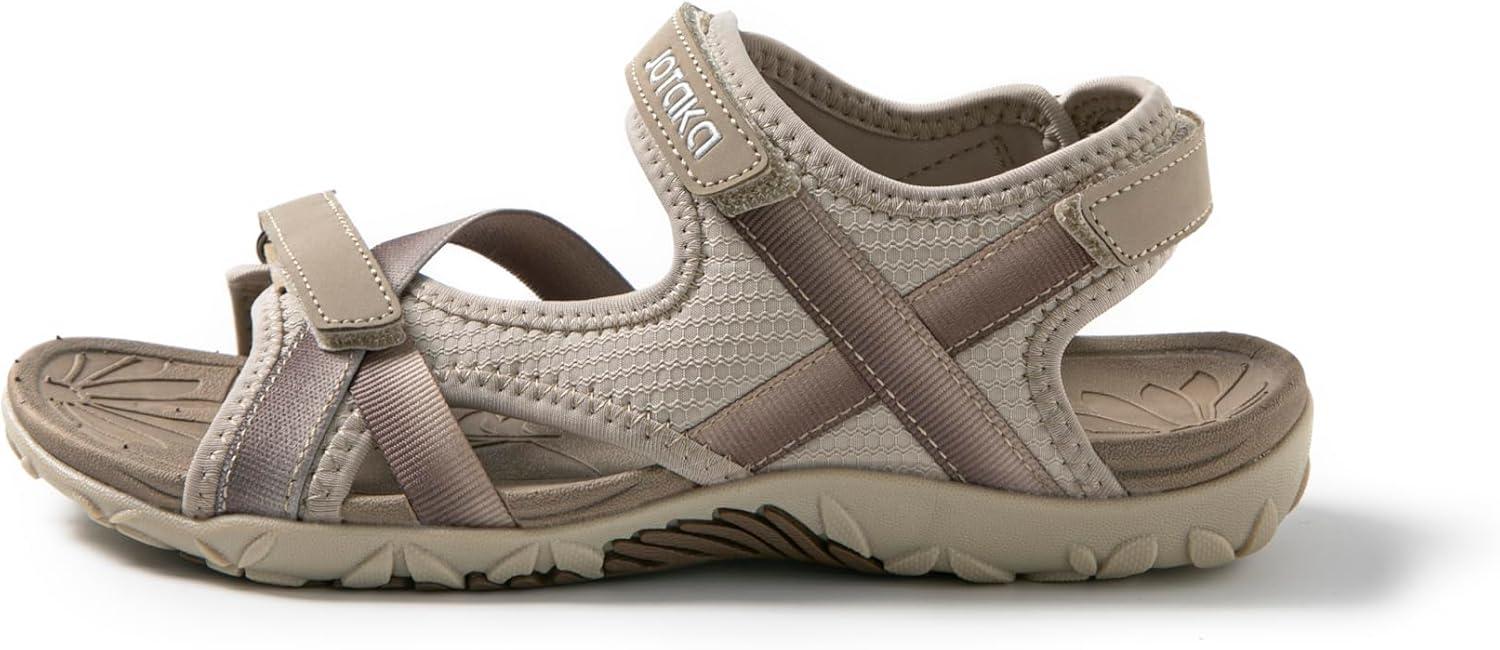 image:imageJOTA KA Sandales dt pour femme Lgres respirantes et confortables semelle antidrapante fermeture Velcro rglable randonne marche et usage quotidienBeige