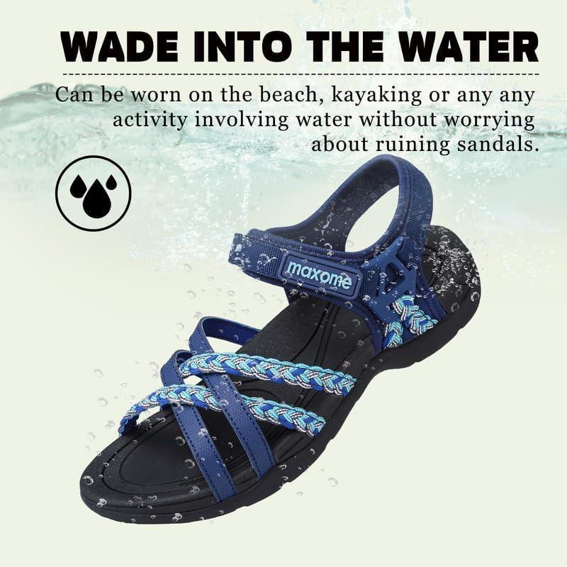 image:imageMaxome Sandales de randonne pour femme confortables et lgres pour la marche dt avec sangles fermeture autoagrippante idales pour la plageBleu