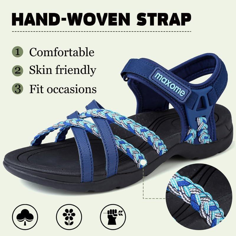 image:imageMaxome Sandales de randonne pour femme confortables et lgres pour la marche dt avec sangles fermeture autoagrippante idales pour la plageBleu