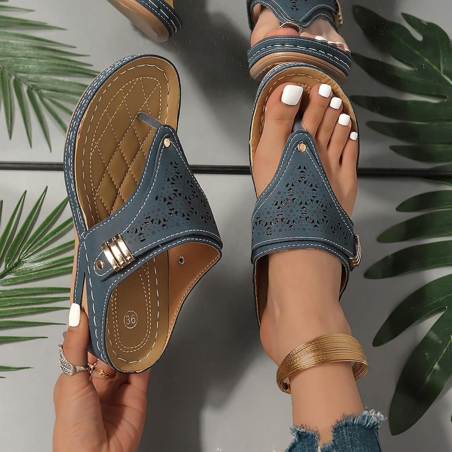 image:imageMules Femmes t Confortable Sandales en Cuir pour Femme Chausson Bout Ouvert Compenses Plateforme Pantoufles De Plage Et Claquettes De Piscine Femme Orthopdiques ChaussonsY Marine