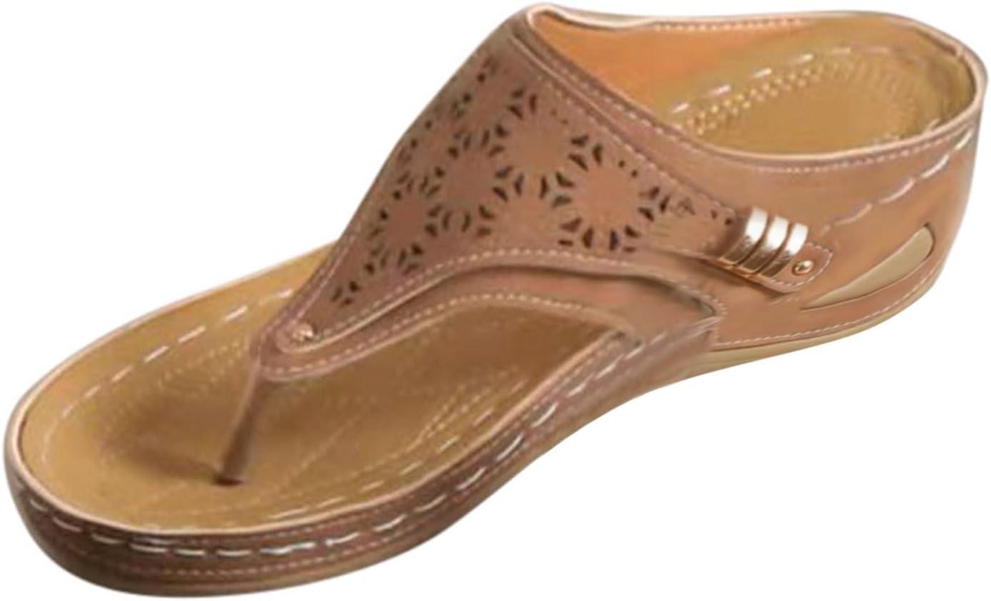 image:imageMules Femmes t Confortable Sandales en Cuir pour Femme Chausson Bout Ouvert Compenses Plateforme Pantoufles De Plage Et Claquettes De Piscine Femme Orthopdiques ChaussonsY Brun