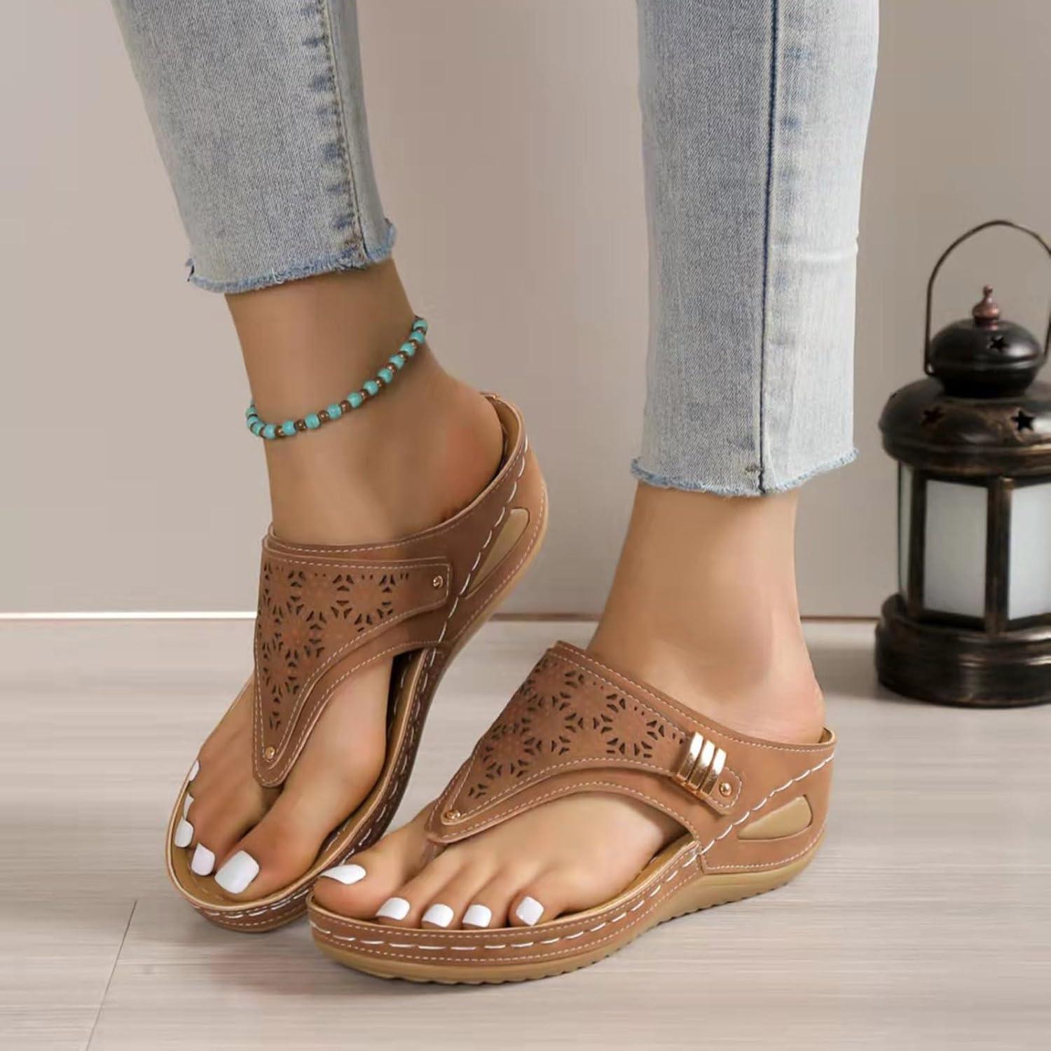 image:imageMules Femmes t Confortable Sandales en Cuir pour Femme Chausson Bout Ouvert Compenses Plateforme Pantoufles De Plage Et Claquettes De Piscine Femme Orthopdiques ChaussonsY Brun