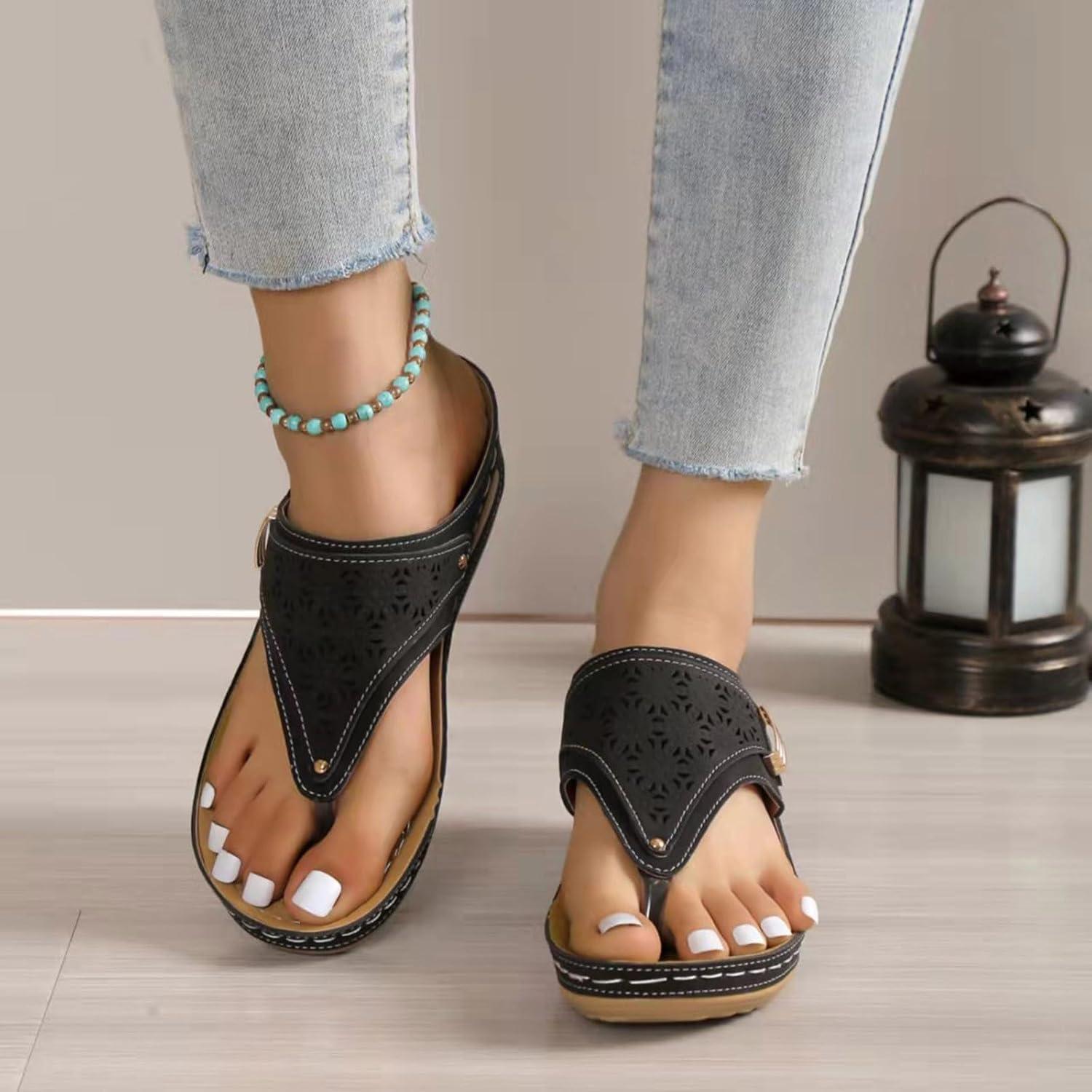 image:imageMules Femmes t Confortable Sandales en Cuir pour Femme Chausson Bout Ouvert Compenses Plateforme Pantoufles De Plage Et Claquettes De Piscine Femme Orthopdiques ChaussonsY le Noir