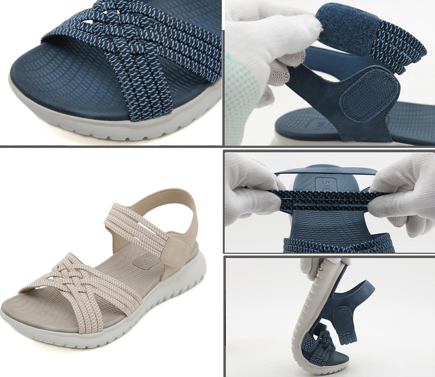 image:imageSandales Sport Femme Mode de Randonne t Bout Ouvert Confortables Chaussures de Plage 3542 EUStyle A Beige