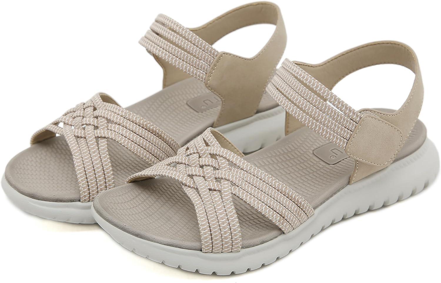 image:imageSandales Sport Femme Mode de Randonne t Bout Ouvert Confortables Chaussures de Plage 3542 EUStyle A Beige