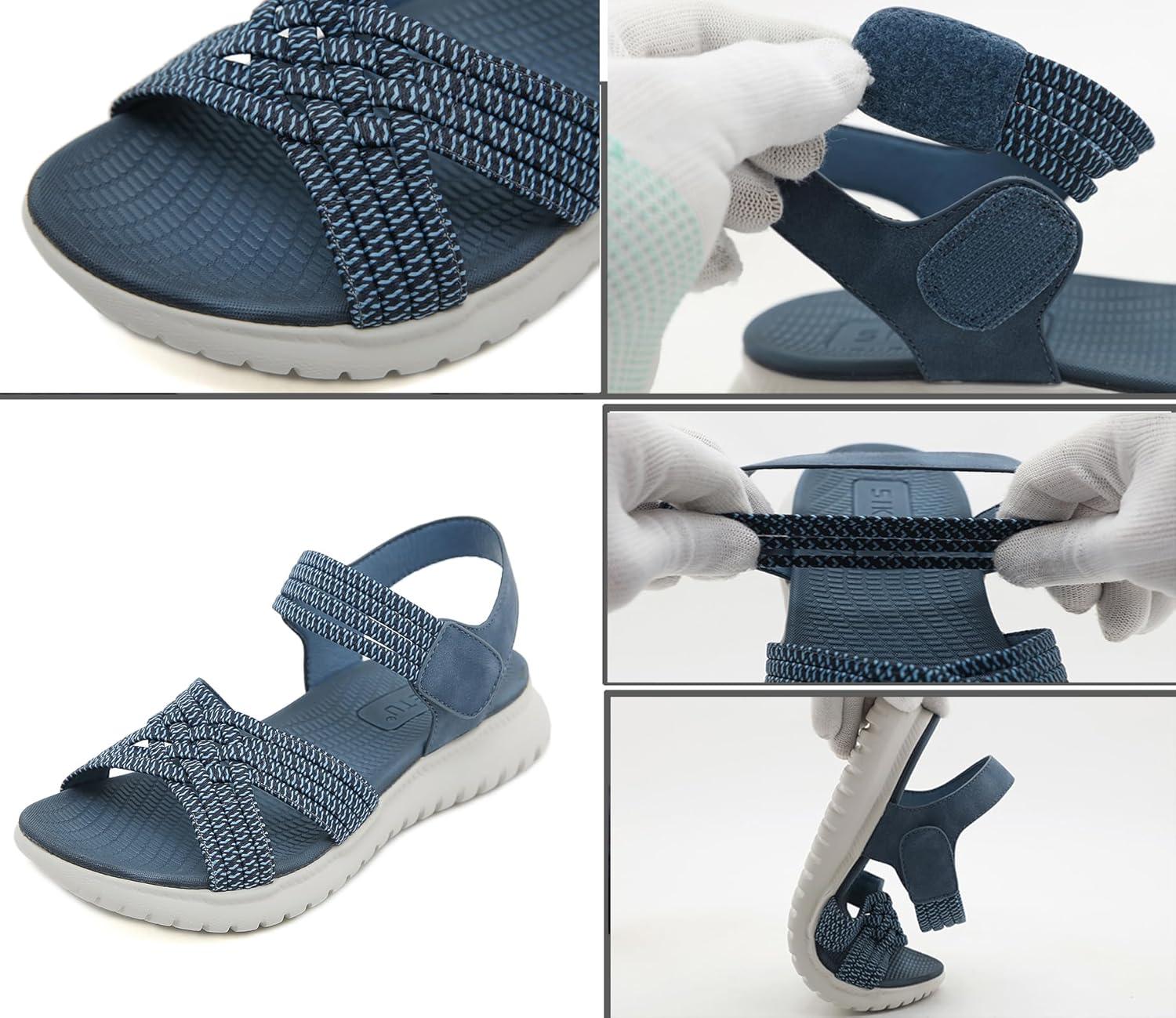 image:imageSandales Sport Femme Mode de Randonne t Bout Ouvert Confortables Chaussures de Plage 3542 EUStyle A Bleu
