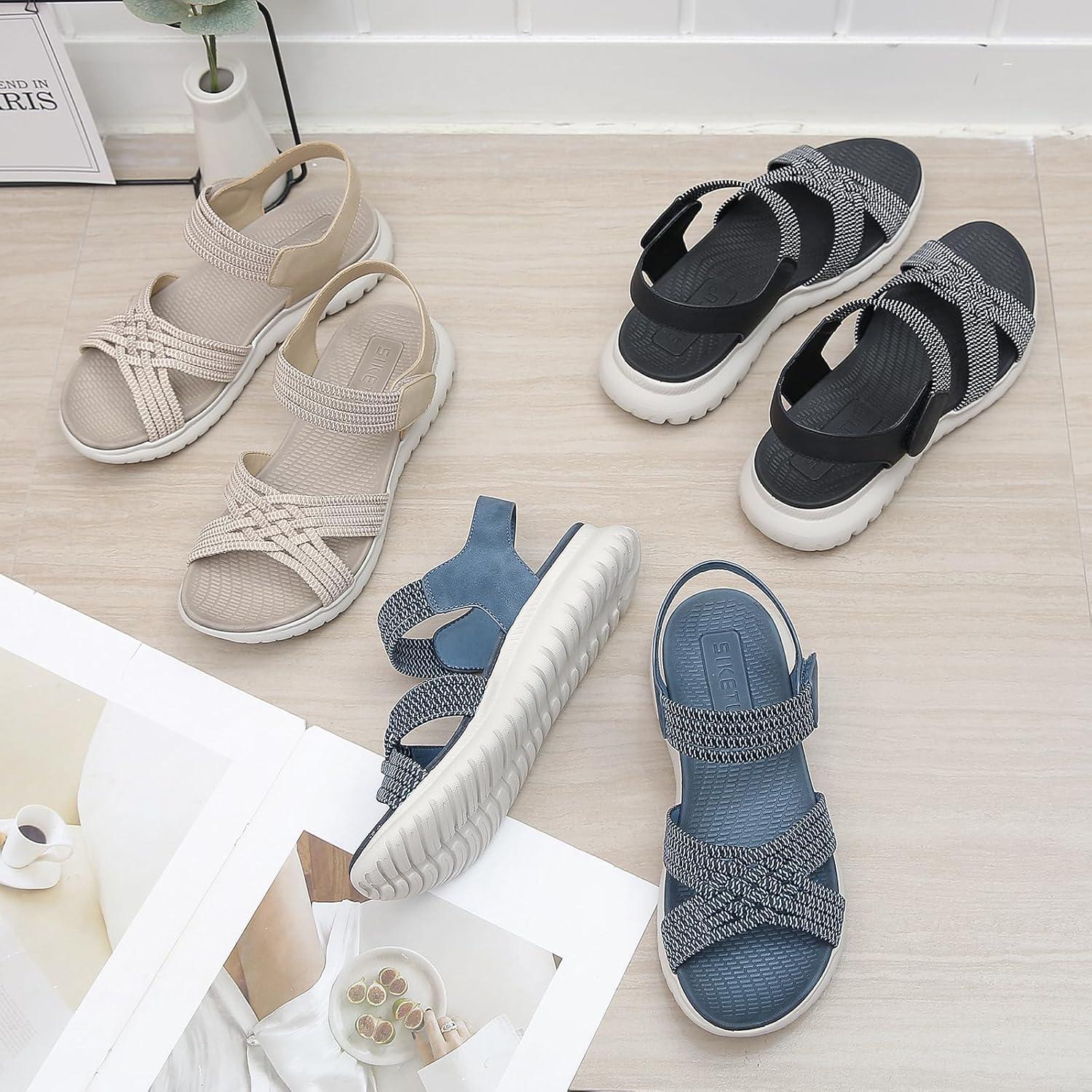 image:imageSandales Sport Femme Mode de Randonne t Bout Ouvert Confortables Chaussures de Plage 3542 EUStyle A Noir