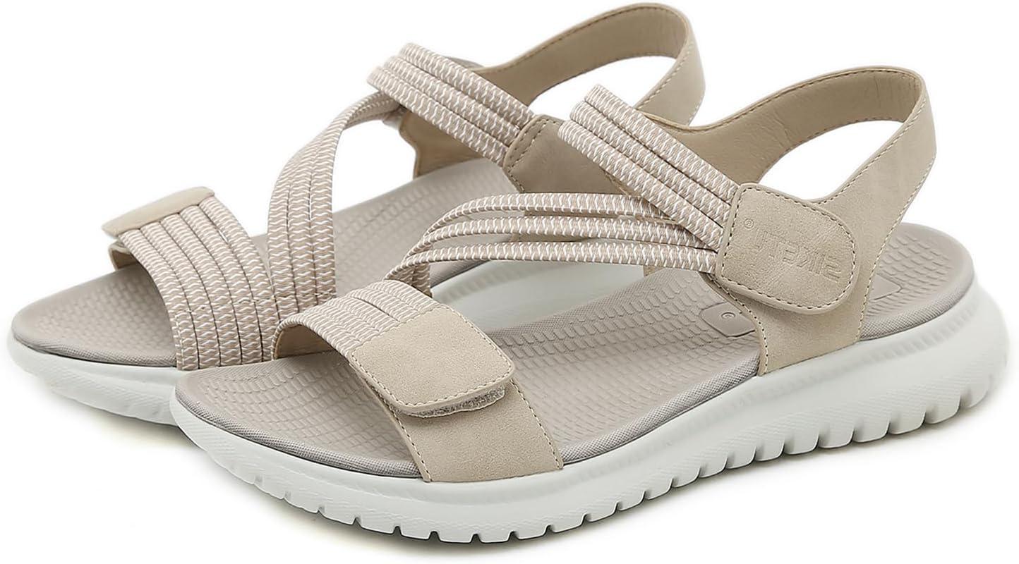 image:imageSandales Sport Femme Mode de Randonne t Bout Ouvert Confortables Chaussures de Plage 3542 EUStyle B Beige