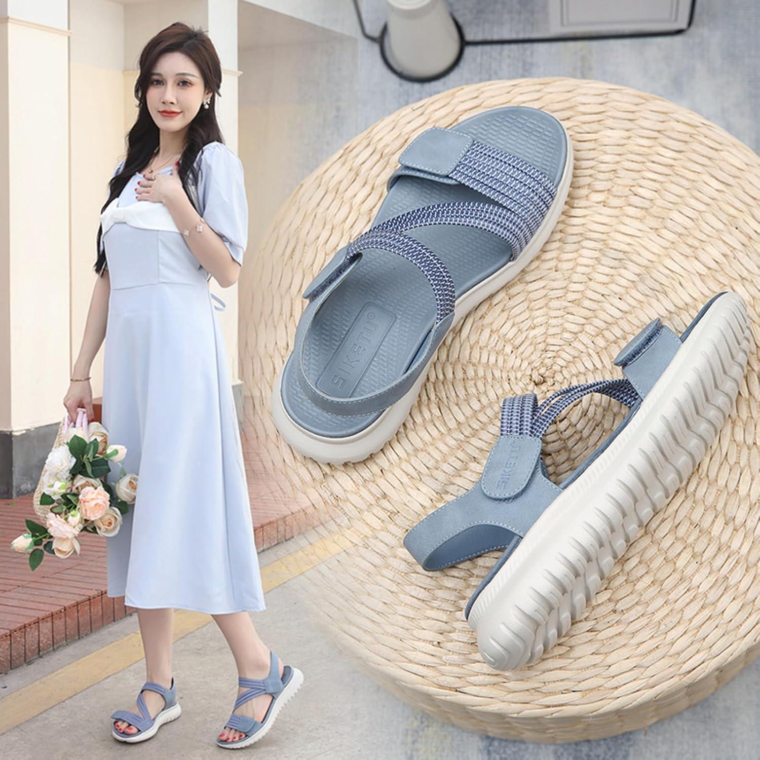 image:imageSandales Sport Femme Mode de Randonne t Bout Ouvert Confortables Chaussures de Plage 3542 EUStyle B Bleu