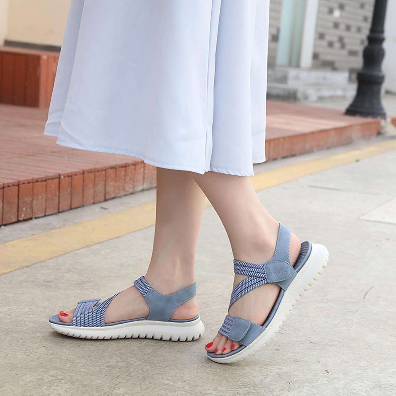 image:imageSandales Sport Femme Mode de Randonne t Bout Ouvert Confortables Chaussures de Plage 3542 EUStyle B Bleu