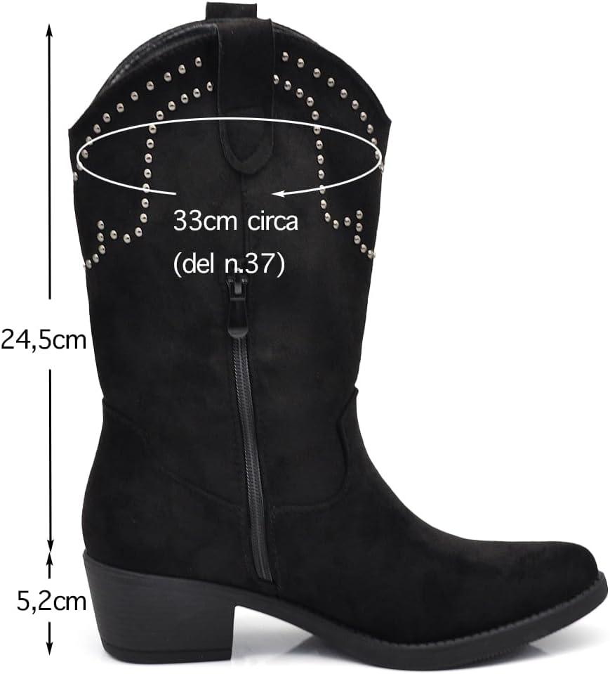 image:imageTexani Cowboy Western Chaussures pour femme Bottes Frange Camperos Etnici 625995 Noir