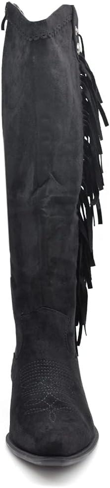 image:imageTexani Cowboy Western Chaussures pour femme Bottes Frange Camperos Etnici 625Ml60 Noir