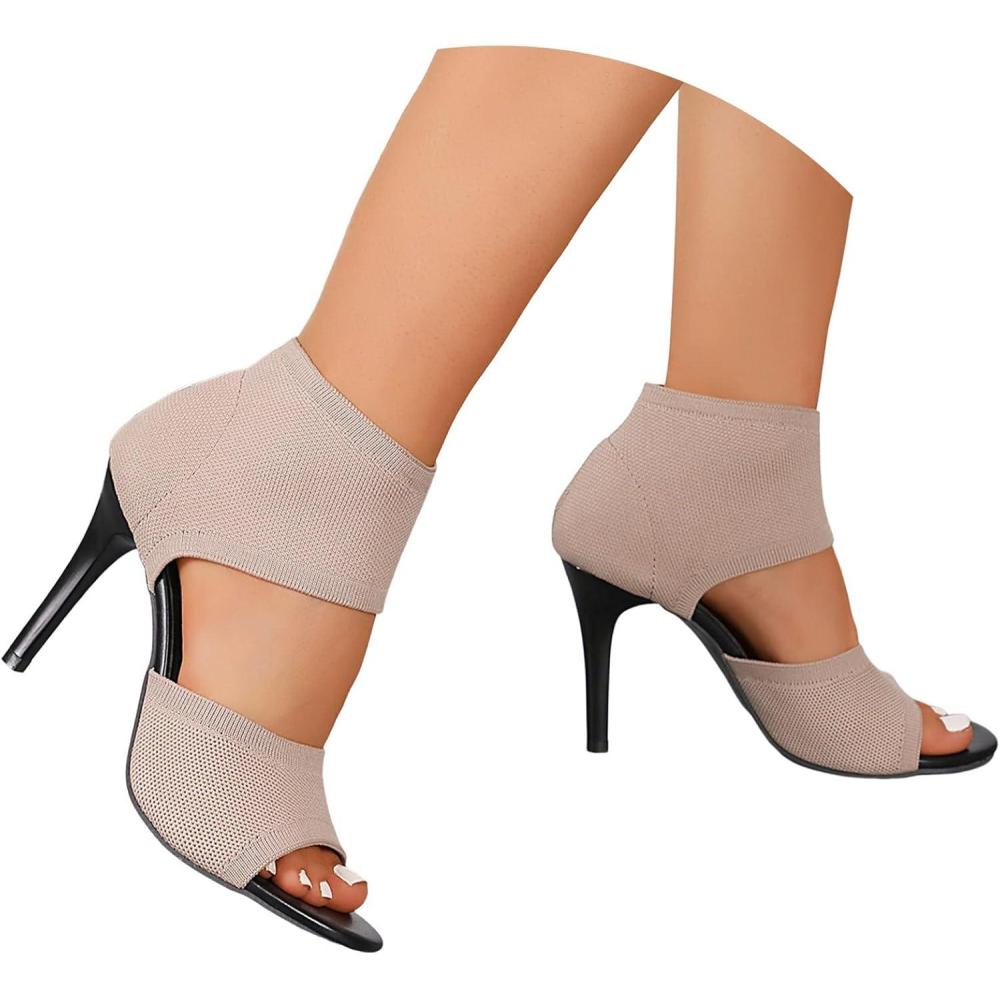 image:imageChaussure Femme Petit Talon Sandales Compenses NuPieds Chaussures Ete Ouvertes Escarpins Couleur Unie Talon Soire High Heels Chic Et Confort Orthopedique Poisson Bouche SandaleB01beige